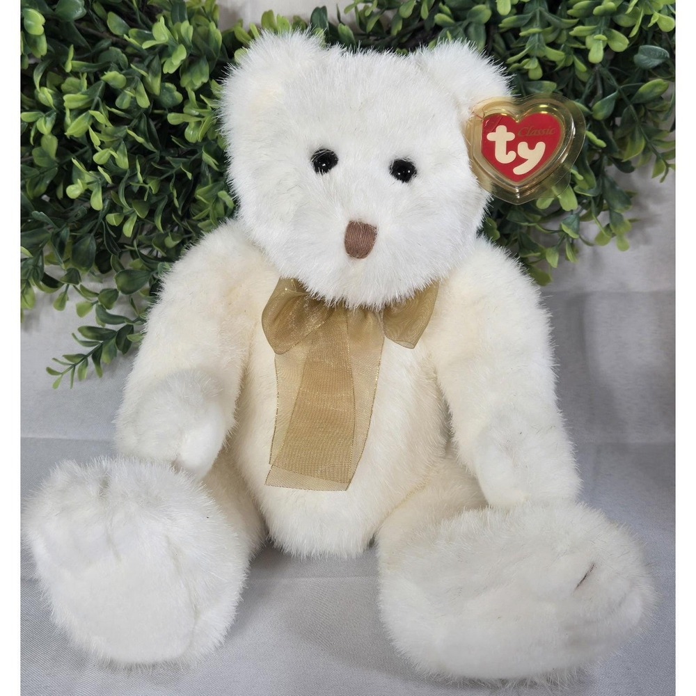Ty Classic Lacey White Bear Plush 2002 Retired MINT MWMT With Tag Protector